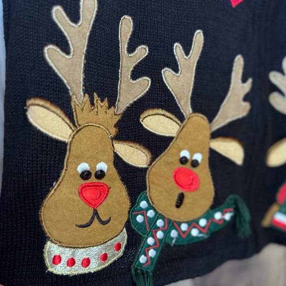 Tiara international Christmas Collection Size Small Reindeer Candy Cane Sweater - Picture 3 of 9